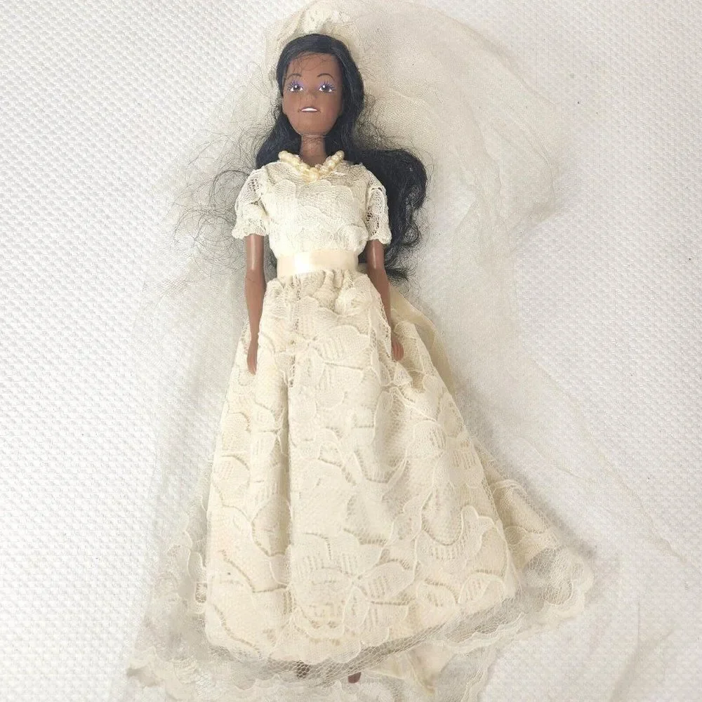 Vintage 80s AA African American Bride Doll Fashion Barbie Clone
